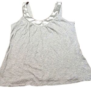 Gap Gray Silver Tank Top Metallic Look Sequin Accents M EUC